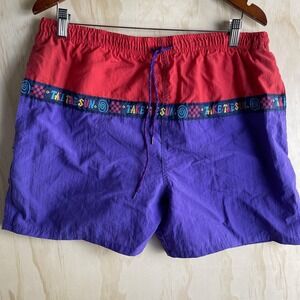 Vintage 90s Take The Sun Swim Shorts Mens Large Multicolor Colorblock Trunks